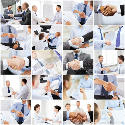 Image of collage with business handshake