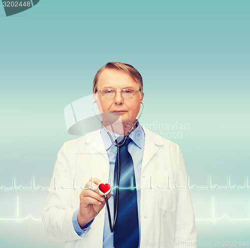 Image of smiling doctor or professor with stethoscope