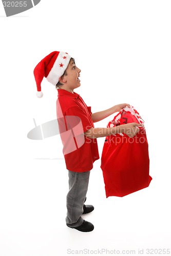 Image of Catching objects in a santa sack concept