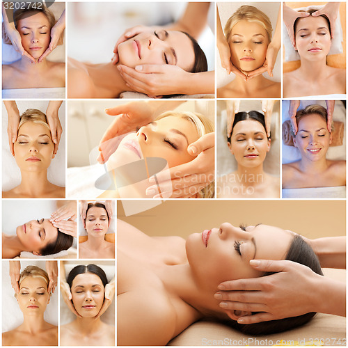 Image of women having facial or body massage in spa salon