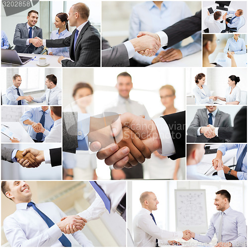 Image of collage with business handshake