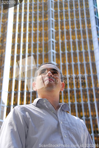 Image of Businessman looking up