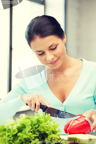 Image of beautiful woman in the kitchen