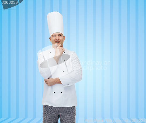 Image of happy male chef cook thinking