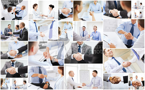 Image of collage with business handshake