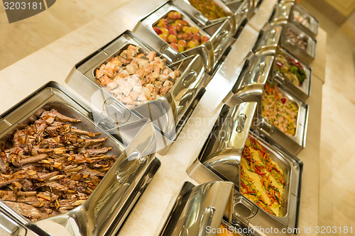 Image of food buffet in restaurant