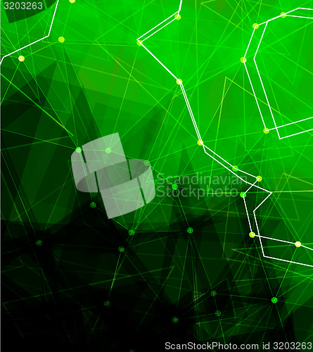 Image of Dots with connections, triangles light background