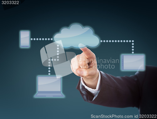 Image of Corporate Arm Touching Cloud Network Icon