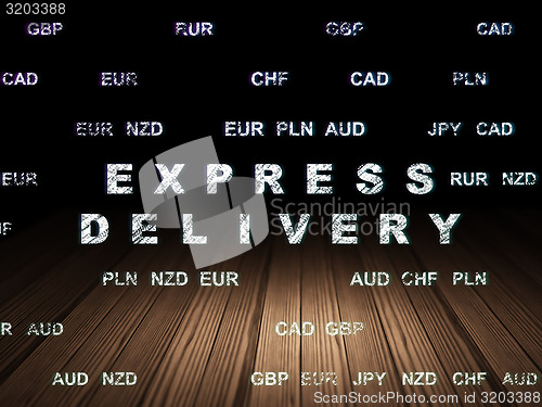 Image of Business concept: Express Delivery in grunge dark room