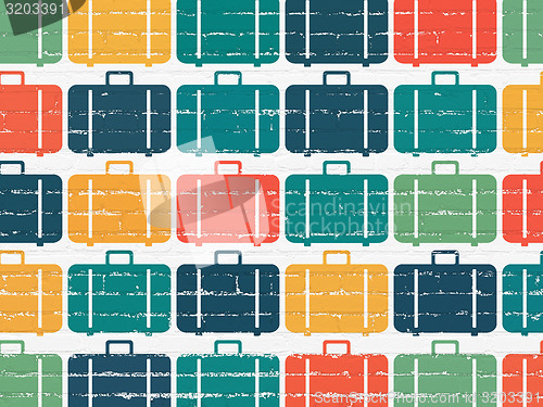 Image of Travel concept: multicolor Bag icons on wall background