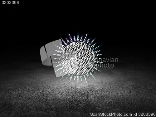 Image of Tourism concept: Sun in grunge dark room