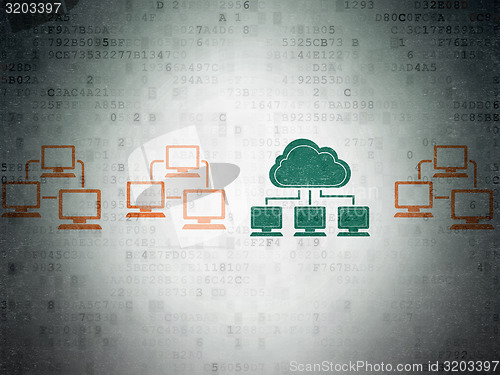 Image of Cloud computing concept: cloud network icon on Digital Paper