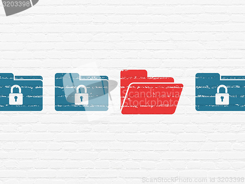 Image of Safety concept: folder icon on wall background