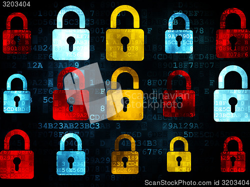 Image of Information concept: Closed Padlock icons on Digital background