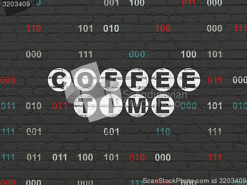 Image of Time concept: Coffee Time on wall background