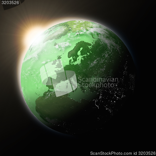 Image of Sun over Europe on planet Earth