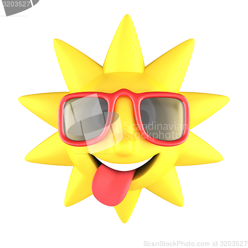 Image of Sun with sunglasses smiling