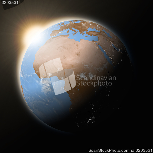 Image of Sun over Africa on planet Earth