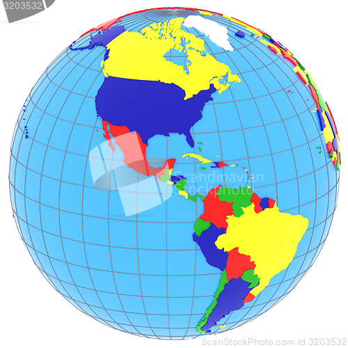 Image of South and North America on the globe