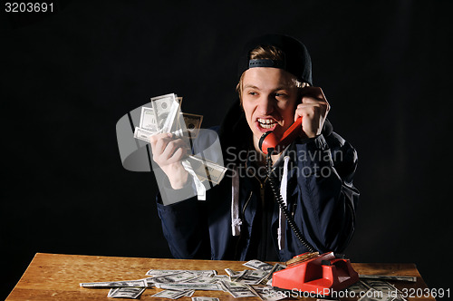 Image of startled man with phone