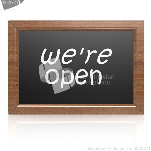 Image of We are open on blackboard