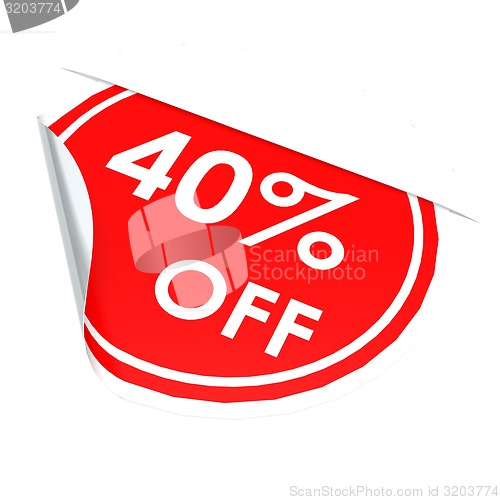 Image of Red circle label 40 percent off