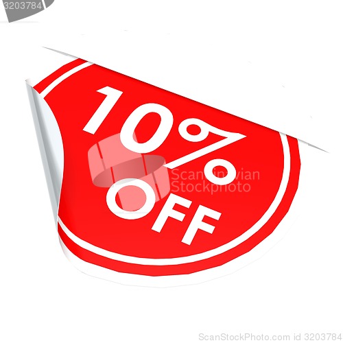 Image of Red circle label 10 percent off