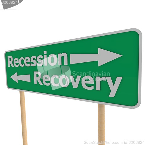 Image of Recession recovery road sign