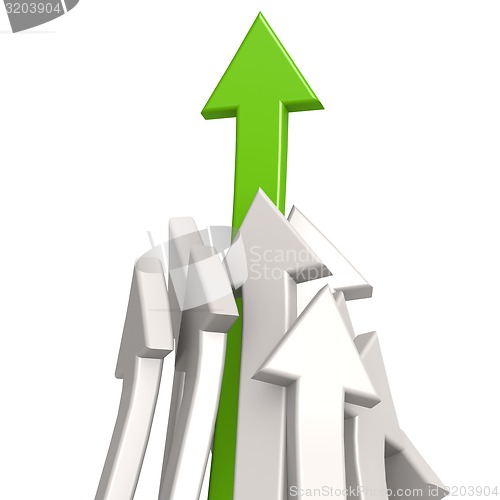 Image of Green arrow toward success