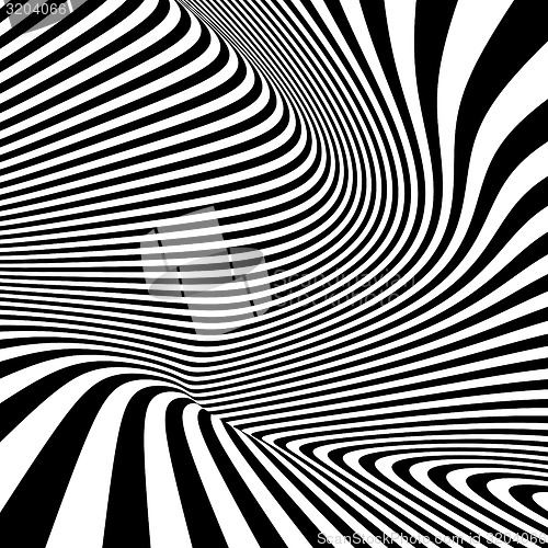 Image of Pattern with optical illusion. Black and white background. 