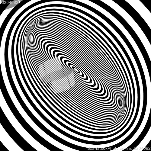 Image of Pattern with optical illusion. Black and white background. 