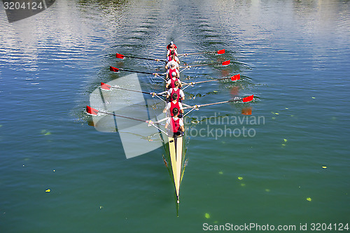 Image of Boat coxed eight Rowers rowing