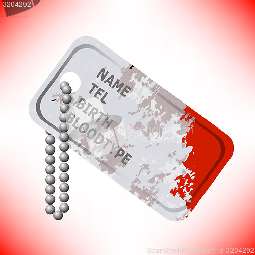 Image of Military Dog Tag on Grey Background. 