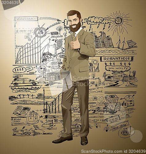 Image of Vector Business Man With Beard Shows Well Done