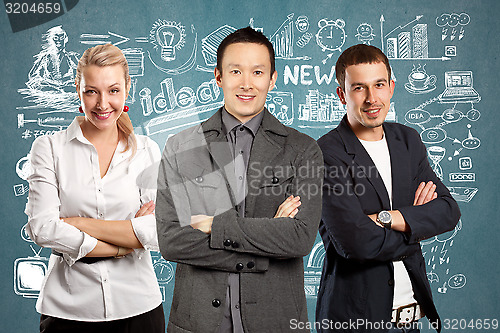 Image of Teamwork and Asian Man With Folded Hands