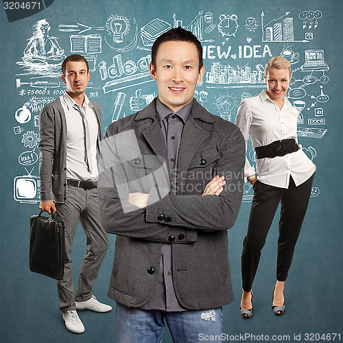 Image of Teamwork and Asian Man With Folded Hands