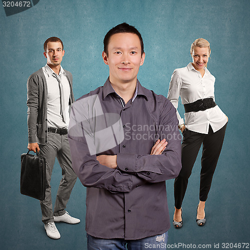 Image of Teamwork and Asian Man With Folded Hands