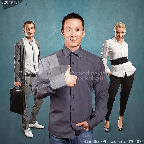 Image of Teamwork and Business Man Shows Well Done