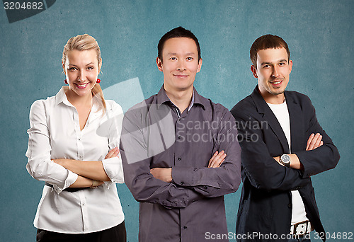 Image of Teamwork and Asian Man With Folded Hands