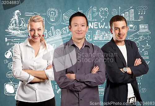 Image of Teamwork and Asian Man With Folded Hands