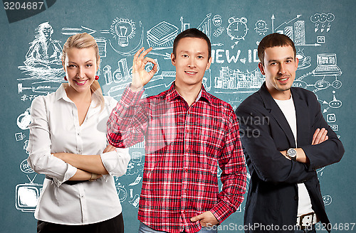 Image of Teamwork and Asian Man With Folded Hands