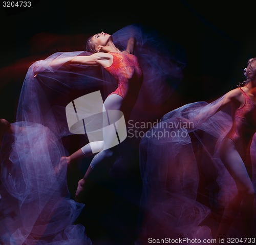 Image of photo as art - a sensual and emotional dance of beautiful ballerina through the veil 