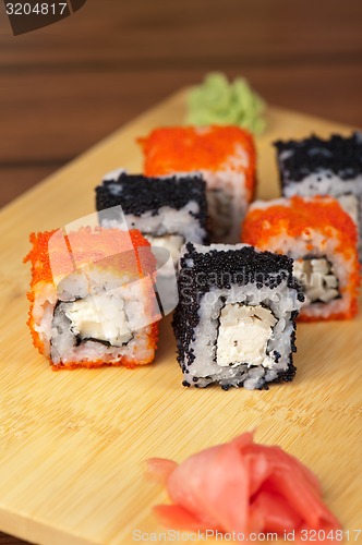 Image of tobico sushi rolls