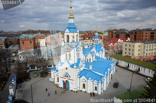 Image of Aerial view on Znamensky Cathedral. Tyumen. Russia