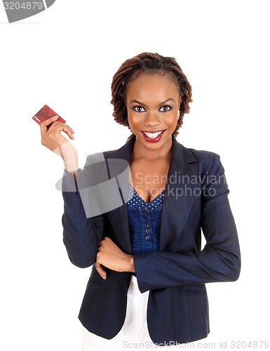 Image of African American woman with credit card.