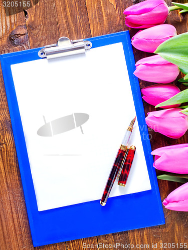 Image of tulips and note