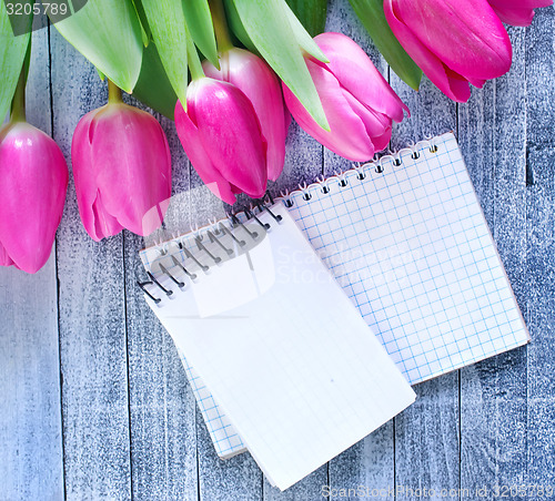 Image of flowers and note