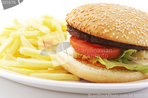 Image of hamburger and french fries