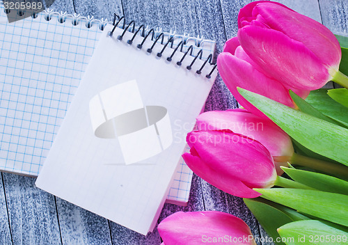 Image of flowers and note