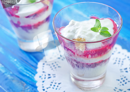 Image of desert with raspberry jam